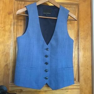 Banana Republic light blue delicate plaid fitted ladies vest